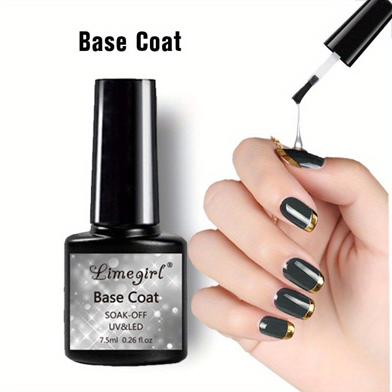 2/3 Piece Set Top Coat Base Coat and Base Coat UV/LED Semi-Permanent Clear Coat Gel Nail Polish, Nail Art Kit for Everyone