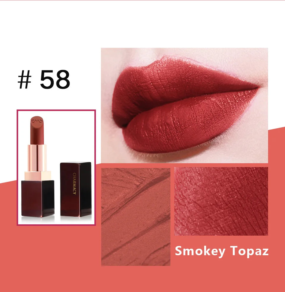 CHARMACY Matte Luxury Velvet Lipstick Waterproof Long-lasting High Quality Korean Lipsticks Lips for Women Makeup Cosmetic