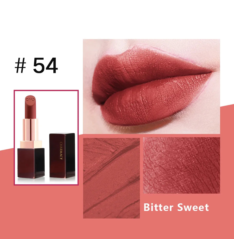 CHARMACY Matte Luxury Velvet Lipstick Waterproof Long-lasting High Quality Korean Lipsticks Lips for Women Makeup Cosmetic