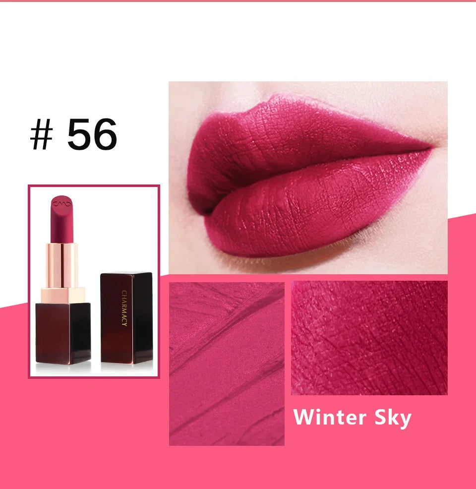 CHARMACY Matte Luxury Velvet Lipstick Waterproof Long-lasting High Quality Korean Lipsticks Lips for Women Makeup Cosmetic