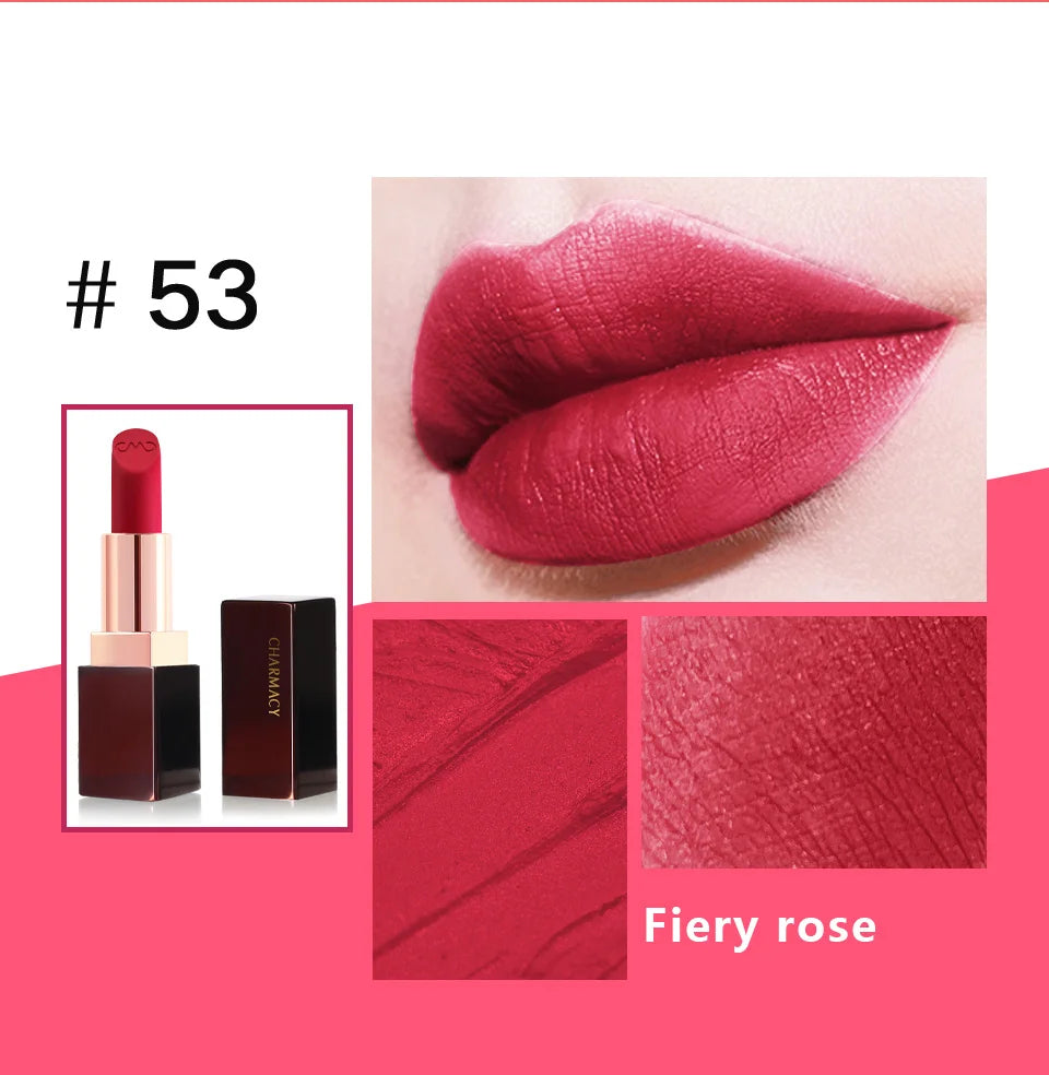 CHARMACY Matte Luxury Velvet Lipstick Waterproof Long-lasting High Quality Korean Lipsticks Lips for Women Makeup Cosmetic