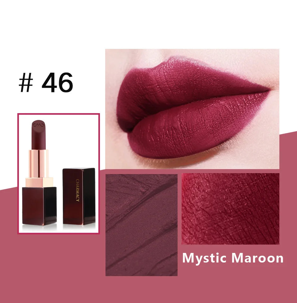 CHARMACY Matte Luxury Velvet Lipstick Waterproof Long-lasting High Quality Korean Lipsticks Lips for Women Makeup Cosmetic