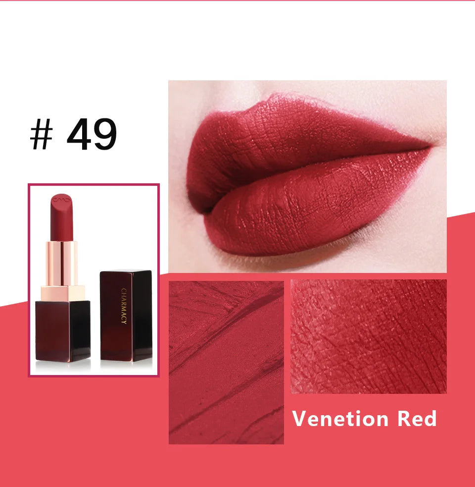 CHARMACY Matte Luxury Velvet Lipstick Waterproof Long-lasting High Quality Korean Lipsticks Lips for Women Makeup Cosmetic