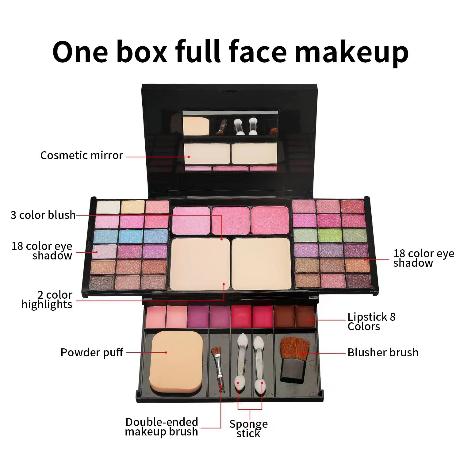 Makeup Gift Set for Women Full Kit All in One Make up  Eyebrow Powder Lipstick Lip Gloss Brush Shimmer Glitter Eyeshadow Palette