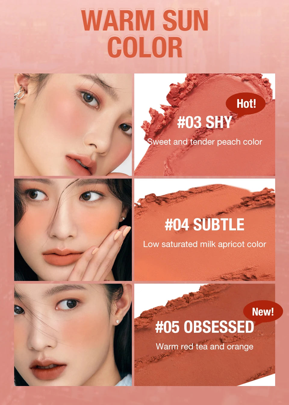 O.TWO.O Lipstick Blush Stick 3-in-1 Eyes Cheek and Lip Tint Buildable Waterproof Lightweight Cream Multi Stick Makeup for Women