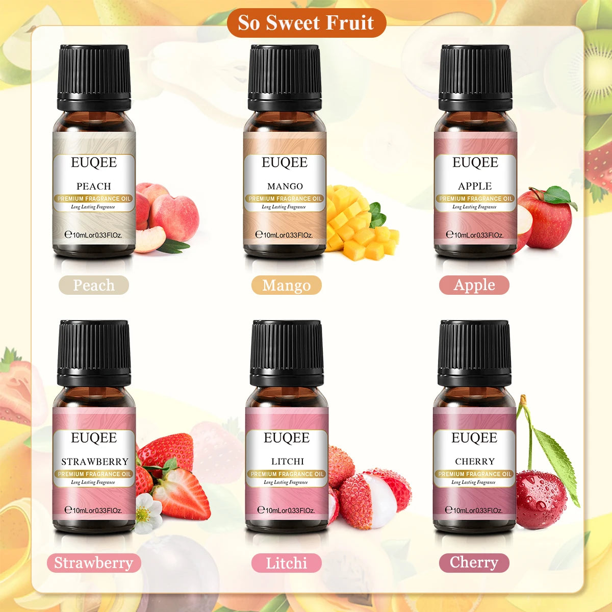 EUQEE 6PCS Fragrance Oil Gift Set For Diffuser Coffee Shop Bakery Harvest Spice Pumpkin Pie Sweet Fruit Aroma Essential Oils