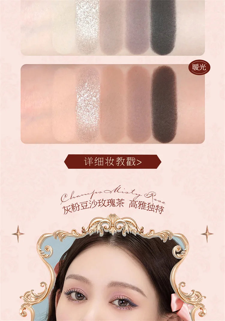 Flower Knows Strawberry Rococo Moonlight Mermaid Jewel Eyeshadow Palette 5 Colors Pearlescent Mashed Potatoes 2023