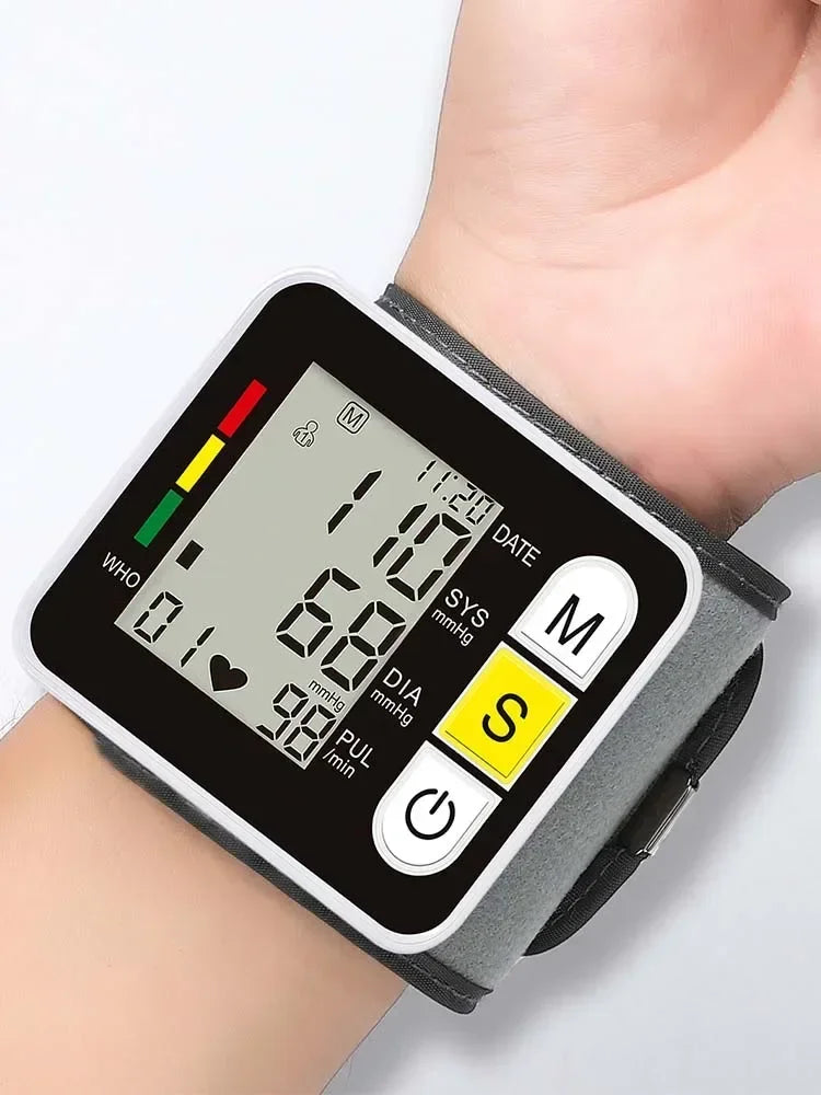 Sphygmomanometer PR LCD Screen Portable Health Care Medical Digital Wrist Blood Pressure Monitor Heart Rate Pulse Meter Measure