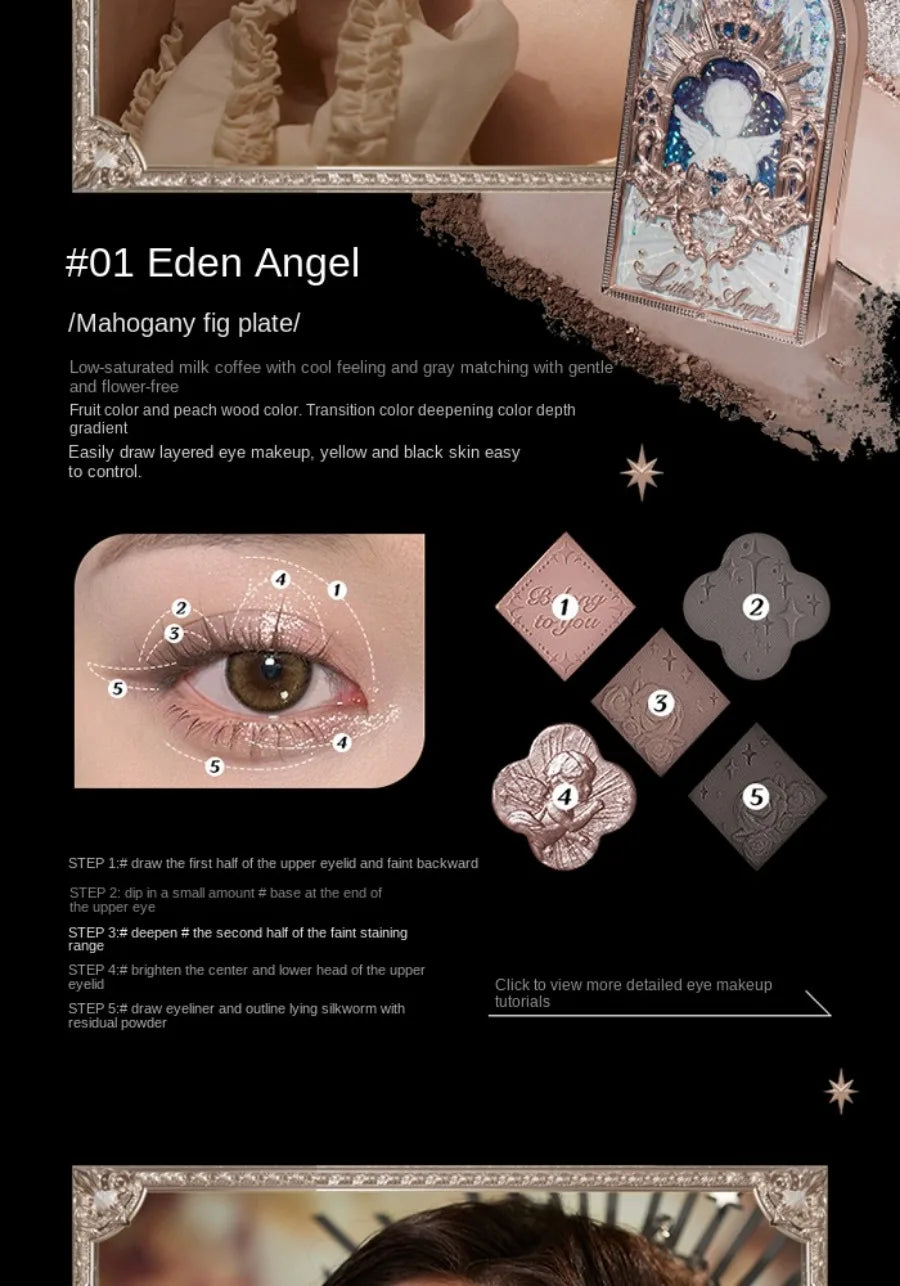 Little Angel Flower Knows Eyeshadow Palette Eye Glitter Make Up Palette Long Lasting 9 Color Eye Shadow For Girl And Women