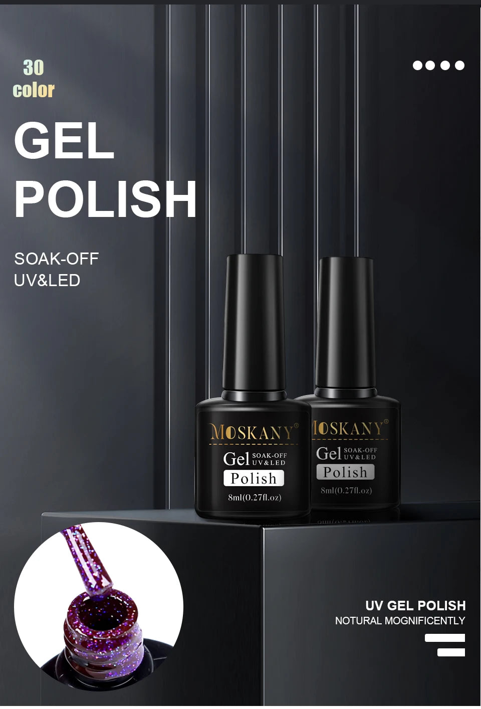 Nail Polish Set With Extend Poly nail Gel Semi-permanent varnish and UV LED Lamp and Stainless Steel Nails Tool Kits