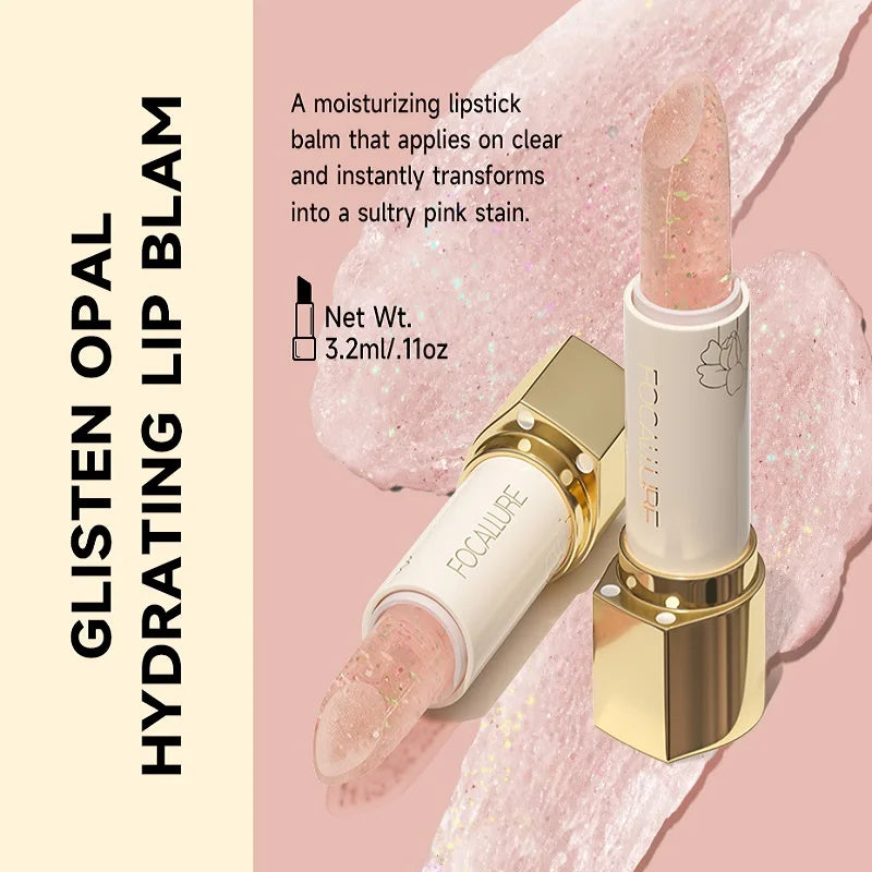 FOCALLURE Glitter Lip Balm 8 Colors Shimmer Lips Plumper Moisturizing Lipstick Long Lasting Waterproof Lip Care Makeup Cosmetics