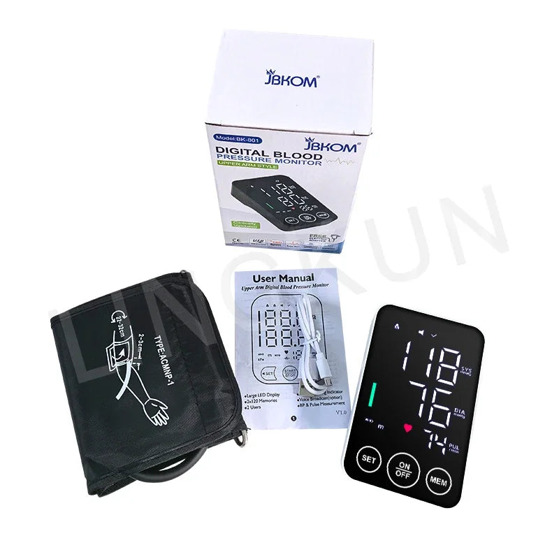 Spanish Voice Sphygmomanometer BP Monitor Health Care New LED Blood Pressure Monitor Big Screen Tonometer Digital Arm Tonometer