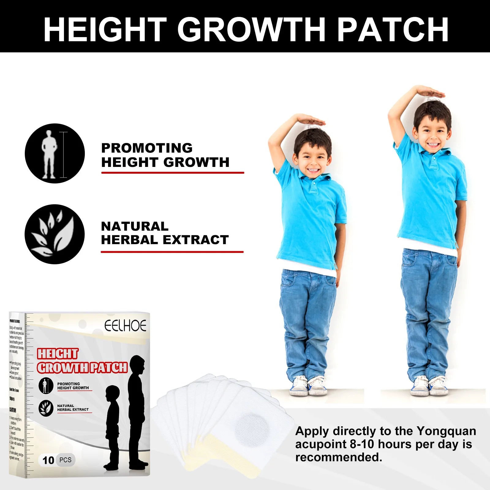 Body Height Enhancer Patch For Adults Children Promote Bones Growtaller Acupuncture Points Stimulation Height Growth Foot Patch