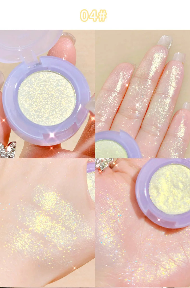 Diamond Glitter Monochrome Eyeshadow Palette Discoloration Eyeshadow Highlighter Sequins Waterproof Lasting Eyes Makeup Pigments