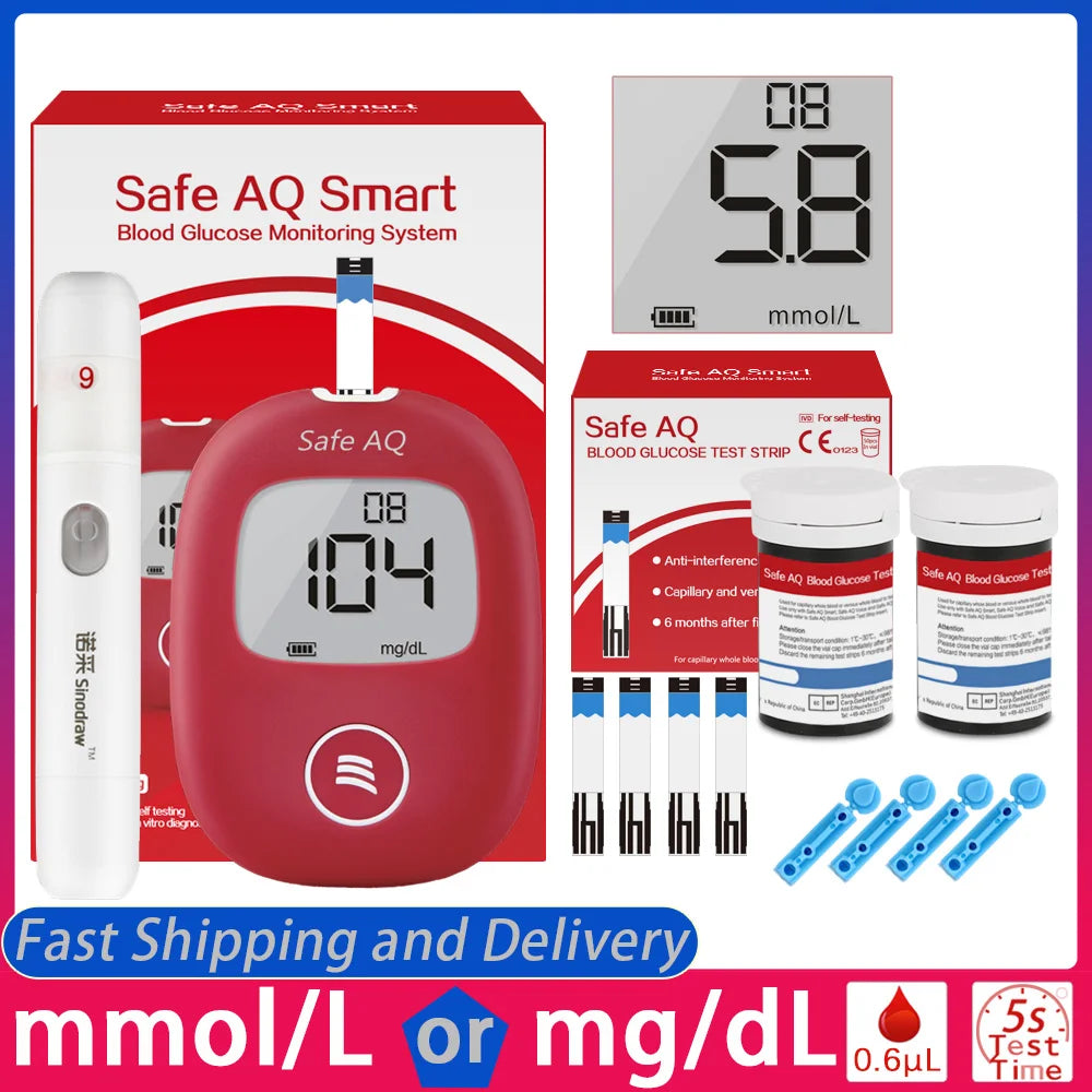 Safe AQ Blood Glucose Meter with Test Strips and Lancets Diabetes Blood Sugar Monitor Glucometer Get results fast 0.6μL sample - Beauty-health Online Shop