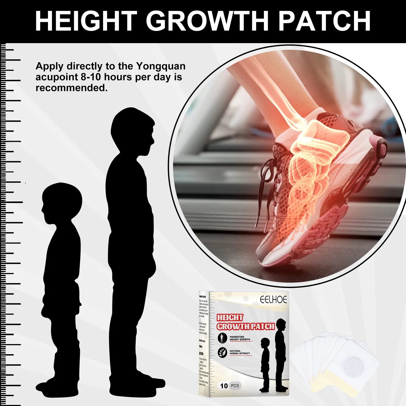 Body Height Enhancer Patch For Adults Children Promote Bones Growtaller Acupuncture Points Stimulation Height Growth Foot Patch