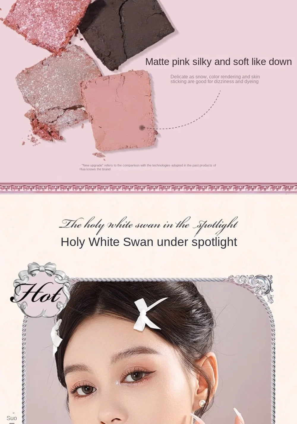 Flower Knows Swan Ballet Eyeshadow Palette Matte Fine Shimmer Pearl Face Palette 6 Colour Glitter Eye Shadow