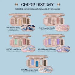 Flower Knows Moonlight Mermaid Eyeshadow Delicate Matte Glow Shimmer Chameleon Waterproof 5 Color Glitter Eye Shadow Palette