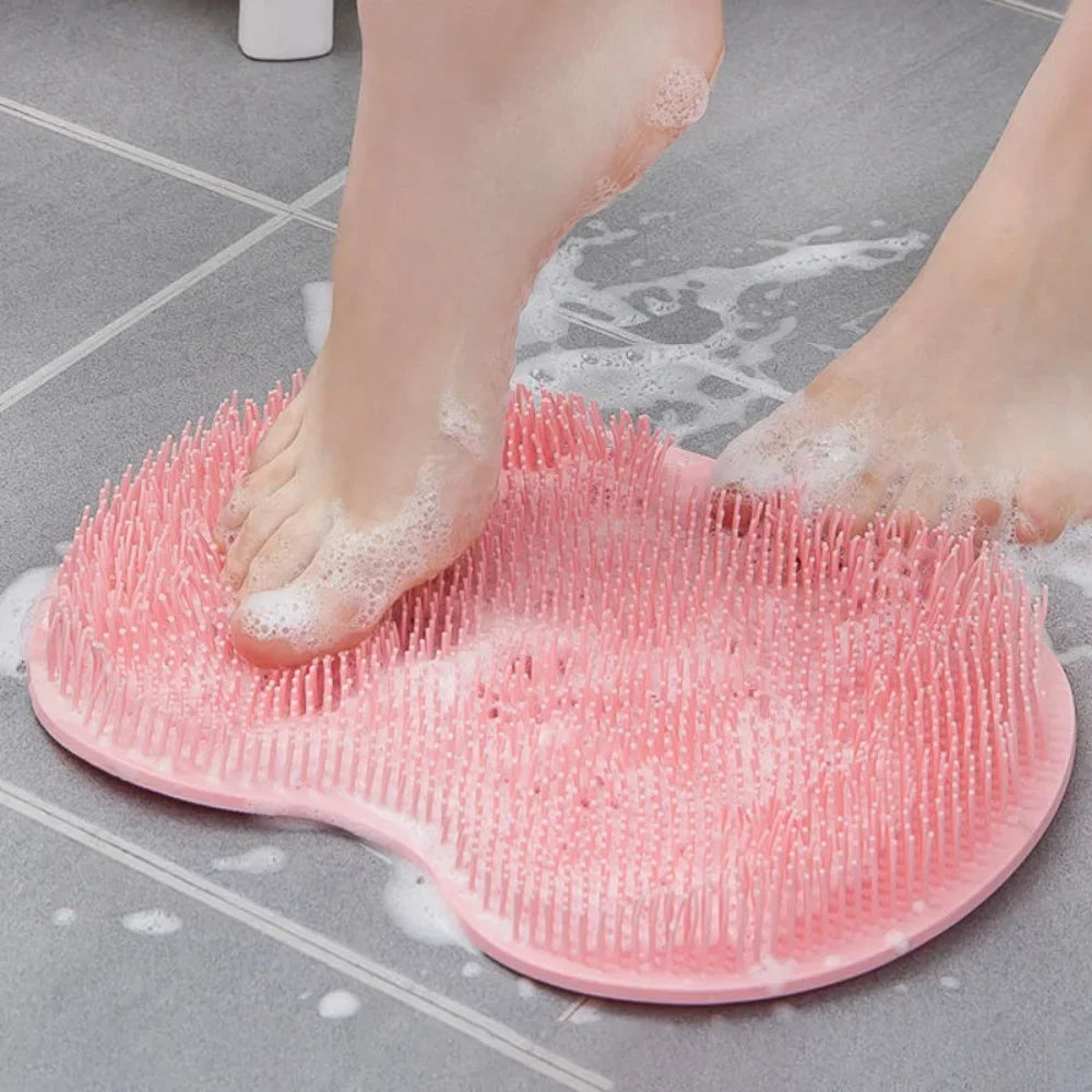 Silicone Exfoliating Shower Massage Scraper Bathroom Non-slip Bath Mat Back Massage Brush Foot Wash Body Cleaning Bathing Tool