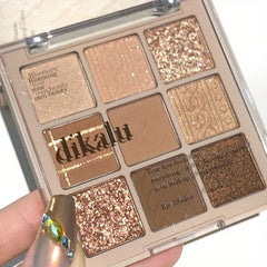 9 Color Eyeshadow Palette, Matte And Shimmer Brown Eyeshadows Powder, Long Lasting Blendable Eyeshadow Cosmetics