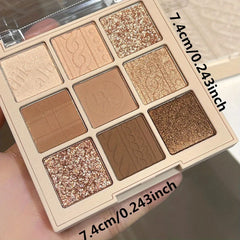 9 Color Eyeshadow Palette, Matte And Shimmer Brown Eyeshadows Powder, Long Lasting Blendable Eyeshadow Cosmetics