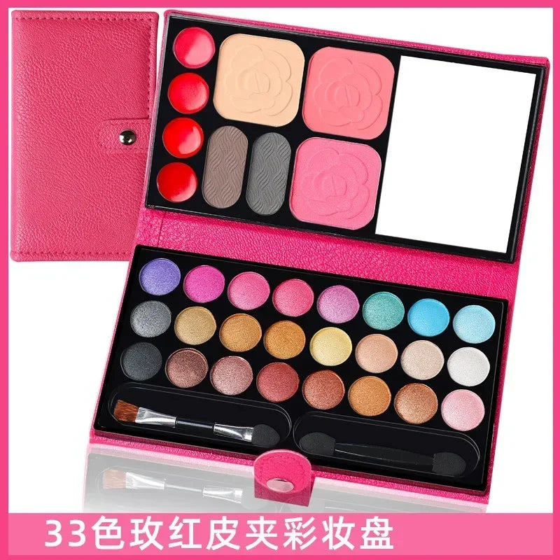 33 Colors Makeup Set Eye Shadow Powder Blush Lipstick Lasting Cosmetics Makeup with Mirror For Beginner Travel Portable Palette