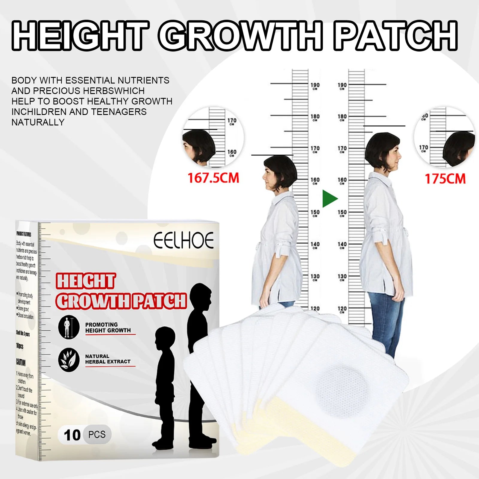 Body Height Enhancer Patch For Adults Children Promote Bones Growtaller Acupuncture Points Stimulation Height Growth Foot Patch