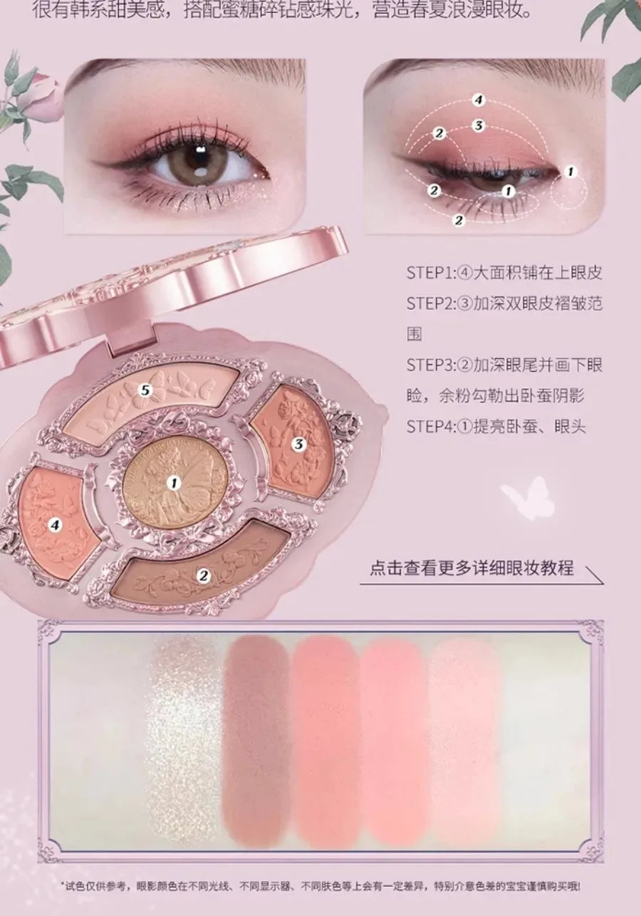 Flower Knows Moonlight Mermaid Eyeshadow Delicate Matte Glow Shimmer Chameleon Waterproof 5 Color Glitter Eye Shadow Palette