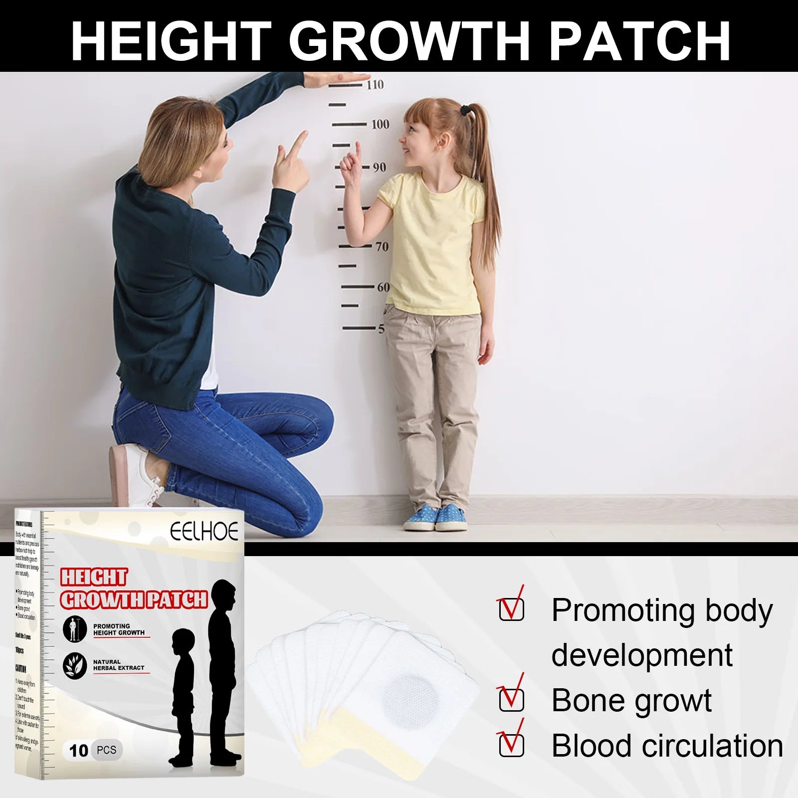 Body Height Enhancer Patch For Adults Children Promote Bones Growtaller Acupuncture Points Stimulation Height Growth Foot Patch