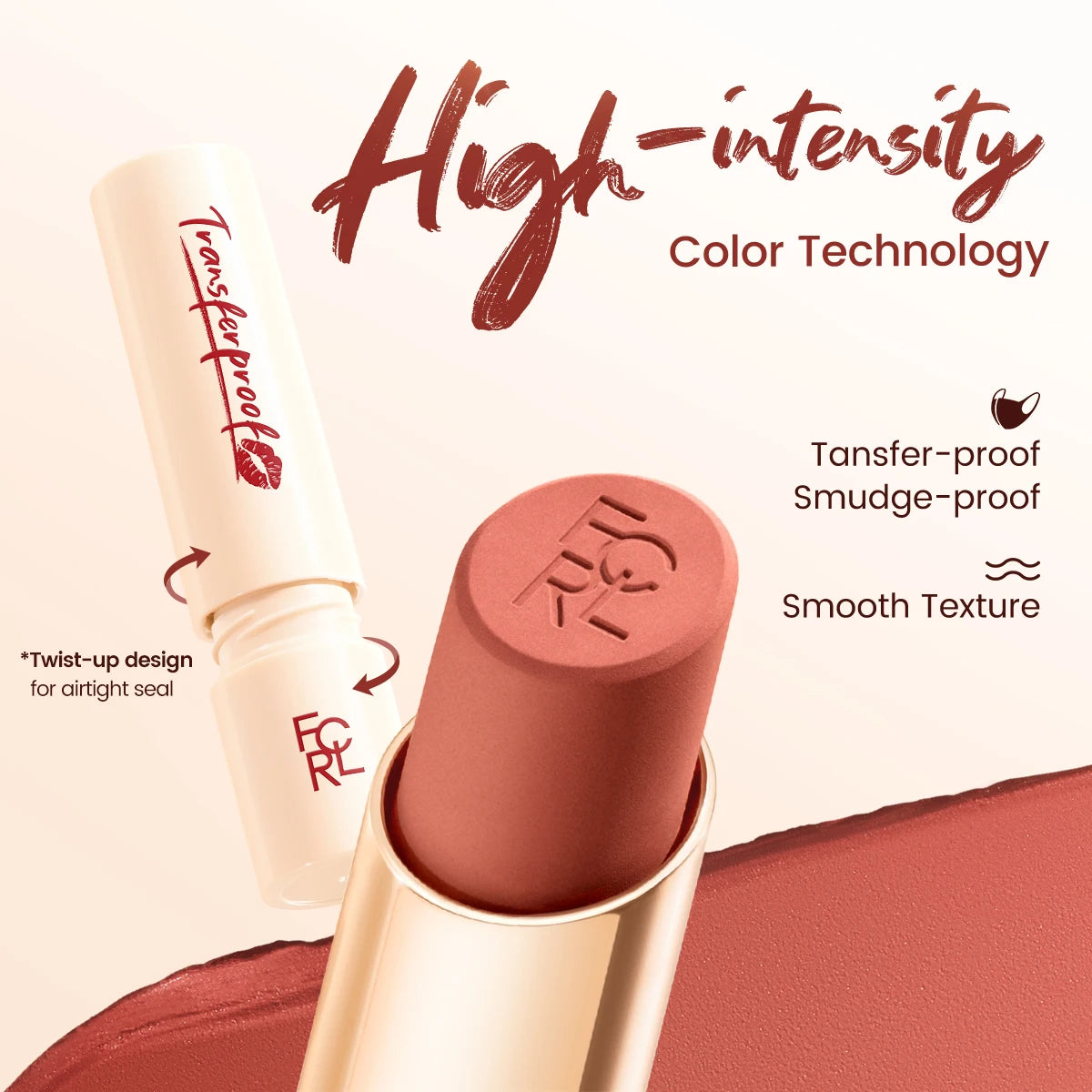 FOCALLURE Lightweight Matte Lipstick Waterproof Transferproof Lip Balm High Pigmented Moisturizing Lip Tints Makeup Cosmetics