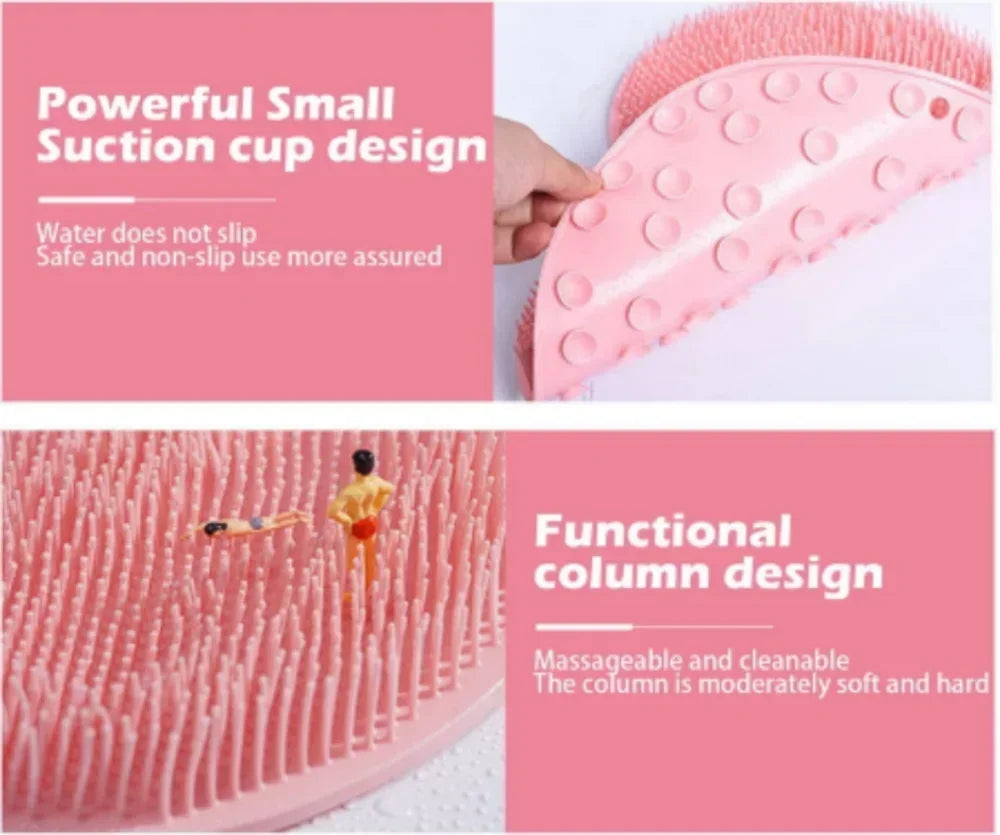 Silicone Exfoliating Shower Massage Scraper Bathroom Non-slip Bath Mat Back Massage Brush Foot Wash Body Cleaning Bathing Tool