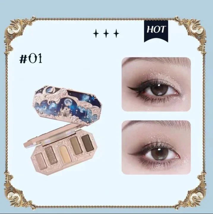 Flower Knows Moonlight Mermaid Eyeshadow Palette 8-Color Matte Shimmer Glitter Eye Makeup Cosmetics Women Beauty Eye Shadow