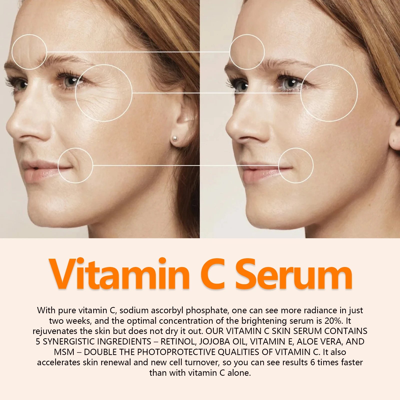 Vitamin C Facial Serum Reduces Fine Lines and Brightens Skin Naturally Without Added Retinol, Jojoba Oil Facial Care Products