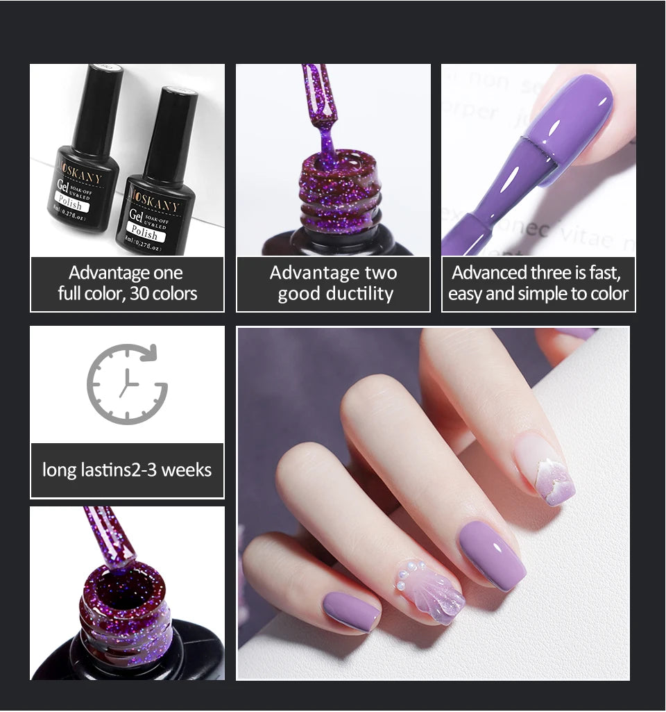 Nail Polish Set With Extend Poly nail Gel Semi-permanent varnish and UV LED Lamp and Stainless Steel Nails Tool Kits