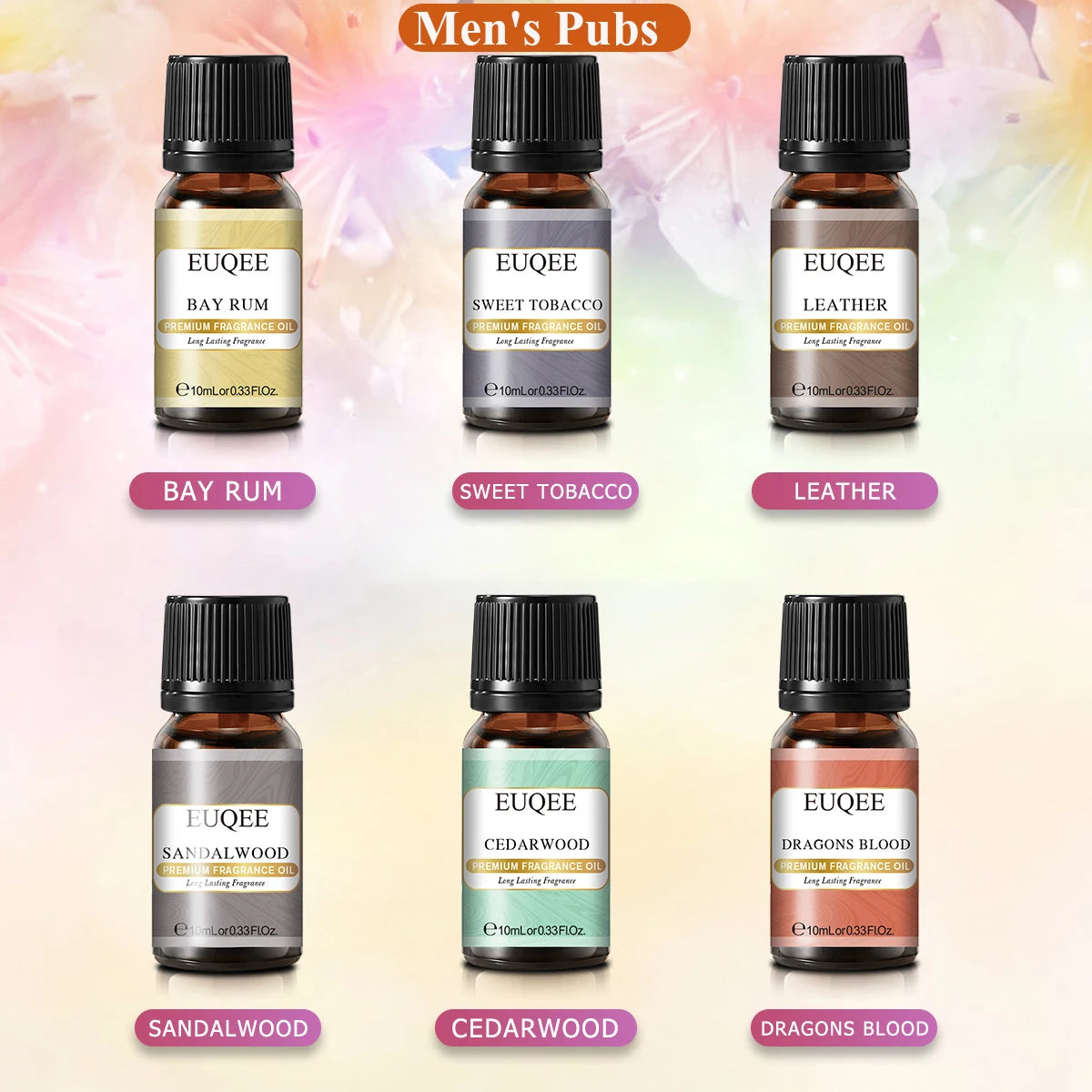 EUQEE 6PCS Fragrance Oil Gift Set For Diffuser Coffee Shop Bakery Harvest Spice Pumpkin Pie Sweet Fruit Aroma Essential Oils