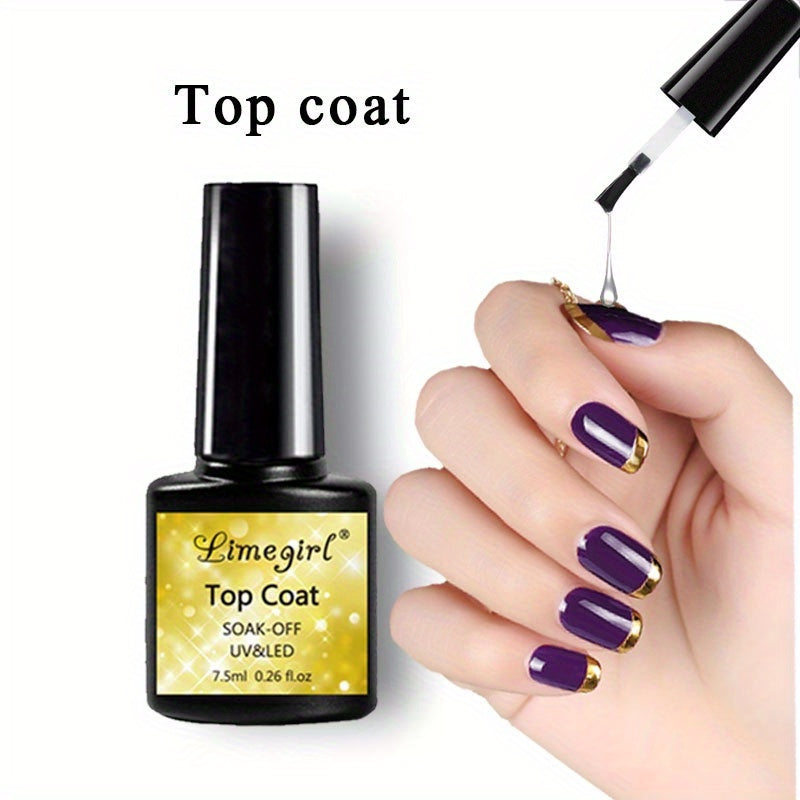 2/3 Piece Set Top Coat Base Coat and Base Coat UV/LED Semi-Permanent Clear Coat Gel Nail Polish, Nail Art Kit for Everyone